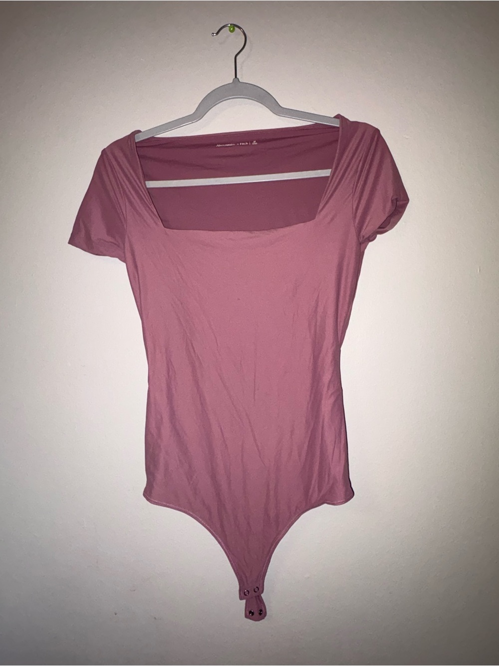 Abercrombie & Fitch Square Neck Short Sleeve Bodysuit - Rose